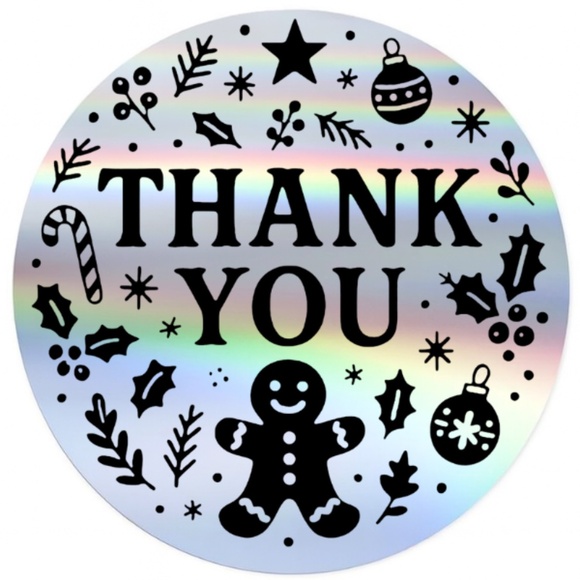 Christmas Thank You Stickers • Gingerbread Holiday Packaging Labels • 2 inch - Picture 2 of 3
